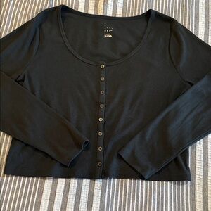 a new day Black Button-Down Women's Top